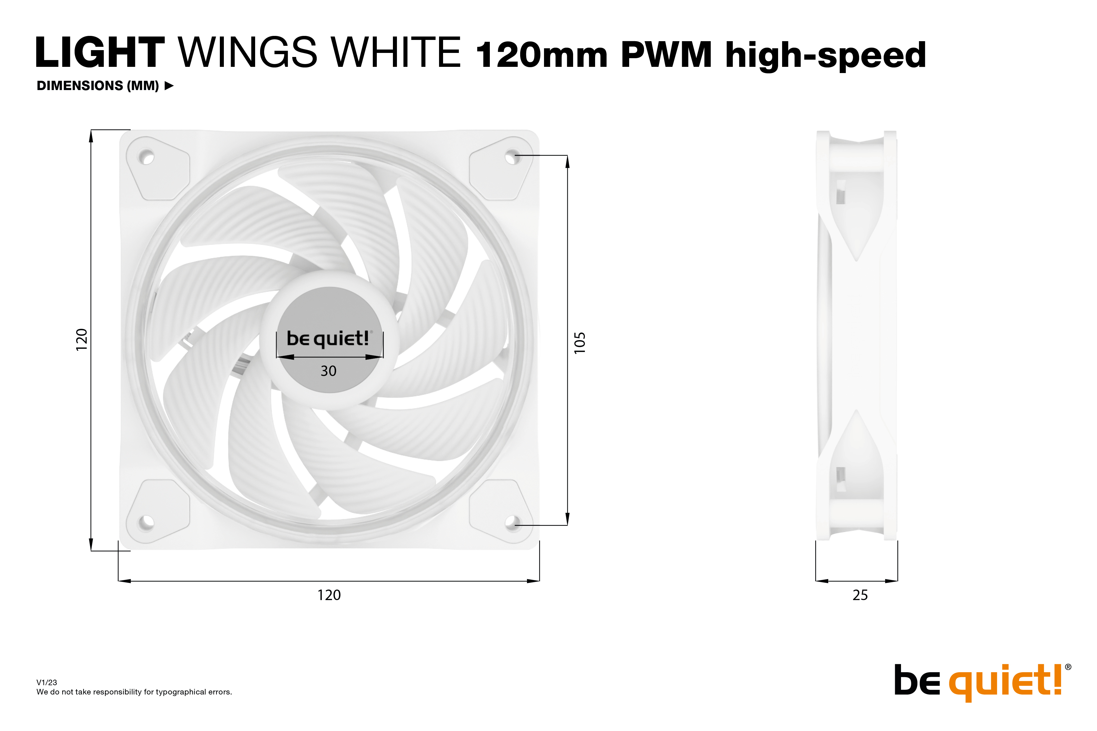 Be Quiet! Lüfter 120*120*25 Light Wings White PWM speed 3x, Ansicht 3