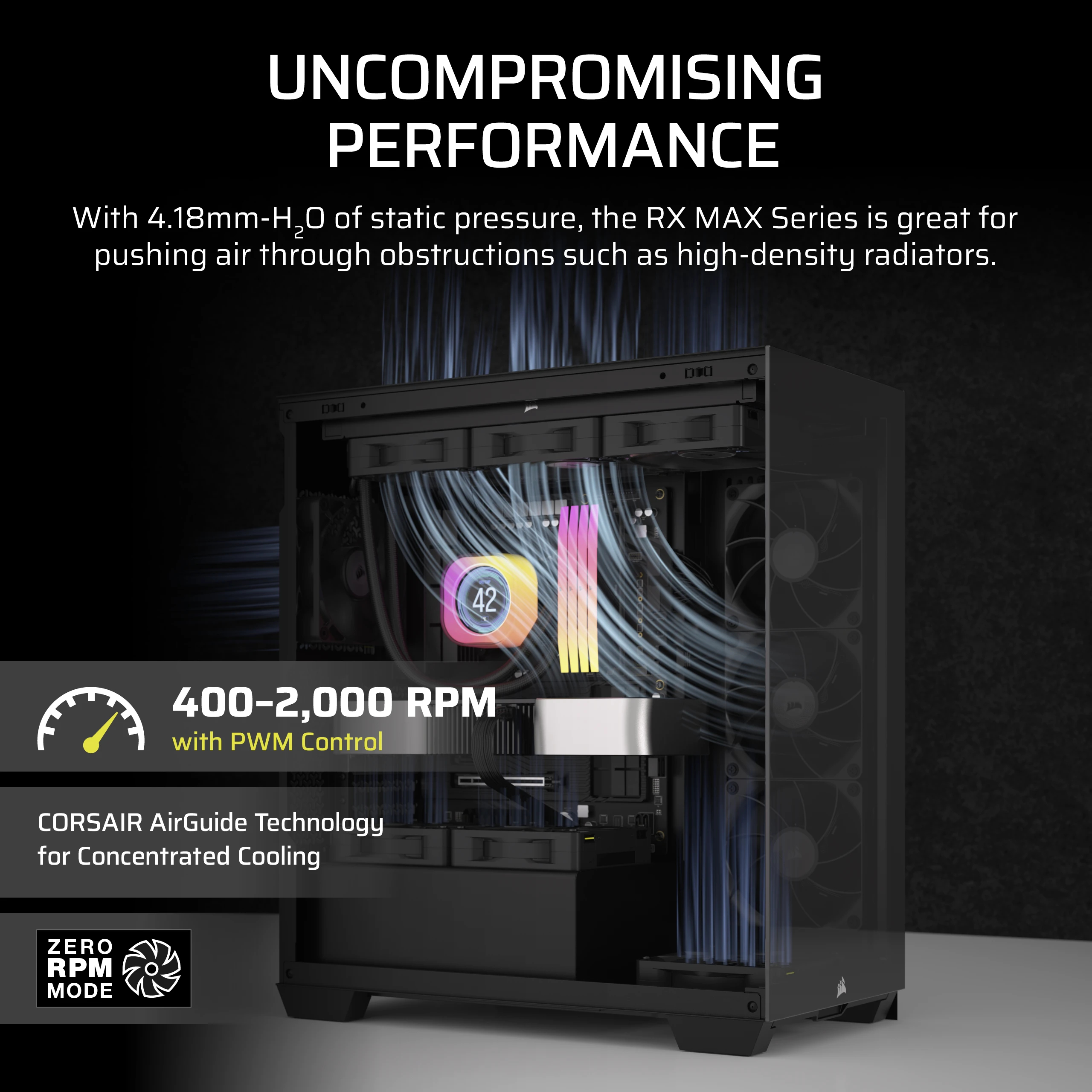 Corsair iCUE Link RX120 MAX Starter Kit - Gehäuselüfter - 120 mm (Packung mit 3), Ansicht 3