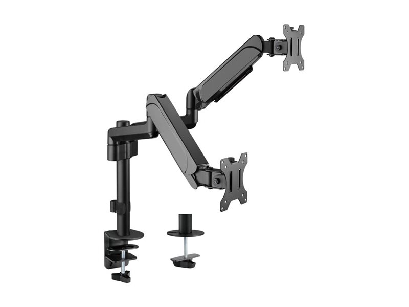 Equip Befestigungskit (Klemmmontagesockel, Tischplattenbohrung, Schrauben, 2 Arme) - Gasfeder - für 2 LCD displays / curved LCD display - Kunststoff, stainless steel - Schwarz - Bildschirmgröße: 43.2-81.3 cm (17"-32")