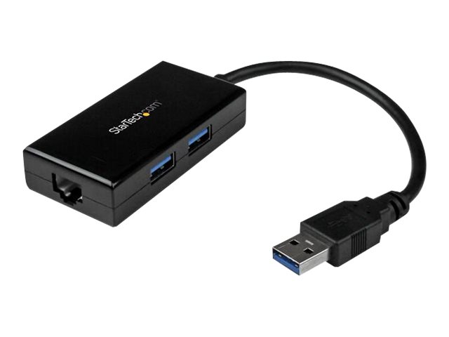 StarTech.com USB 3.0 auf Gigabit Netzwerk Adapter mit 2 Port USB Hub - Native Treiber-Unterstützung (Windows, Mac und Chrome OS) - Netzwerkadapter - USB 3.0 - Gigabit Ethernet x 1 - Schwarz