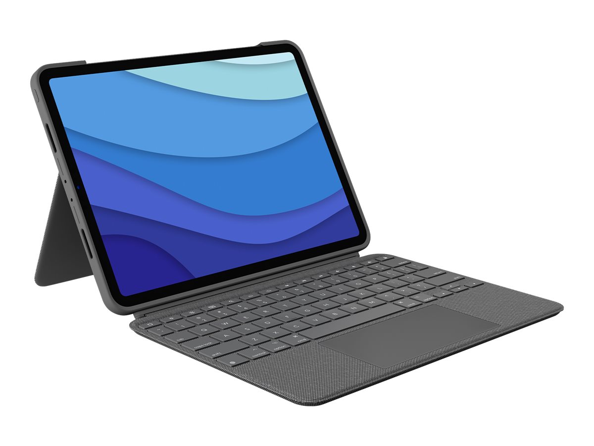 Logitech Combo Touch - Tastatur und Foliohülle - mit Trackpad - hintergrundbeleuchtet - Apple Smart connector - QWERTY - Italienisch - Oxford Gray - für Apple 11-inch iPad Pro (1. Generation 2. Generation 3. Generation)