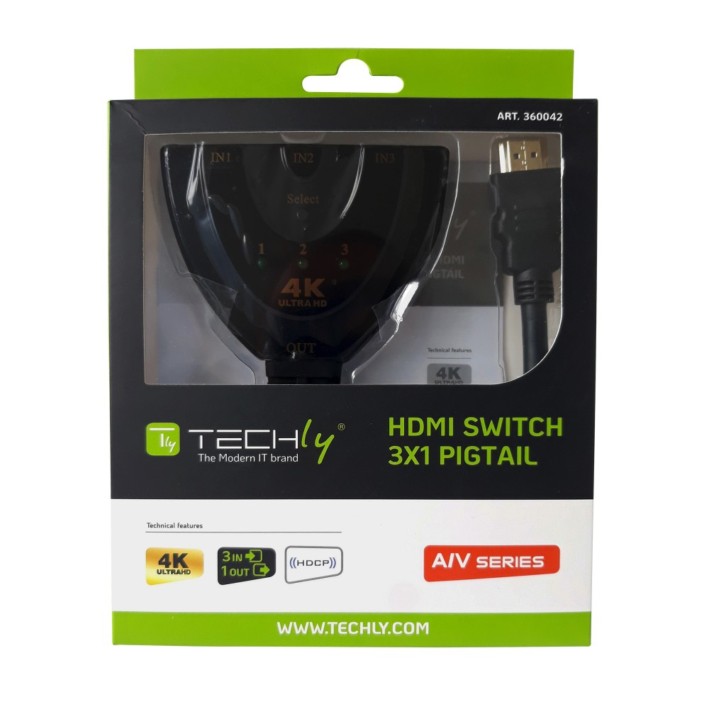 Techly IDATA HDMI-3F30 - HDMI - 1.4b - Schwarz - 30 Hz - 2160p - 3,4 Gbit/s, Ansicht 3