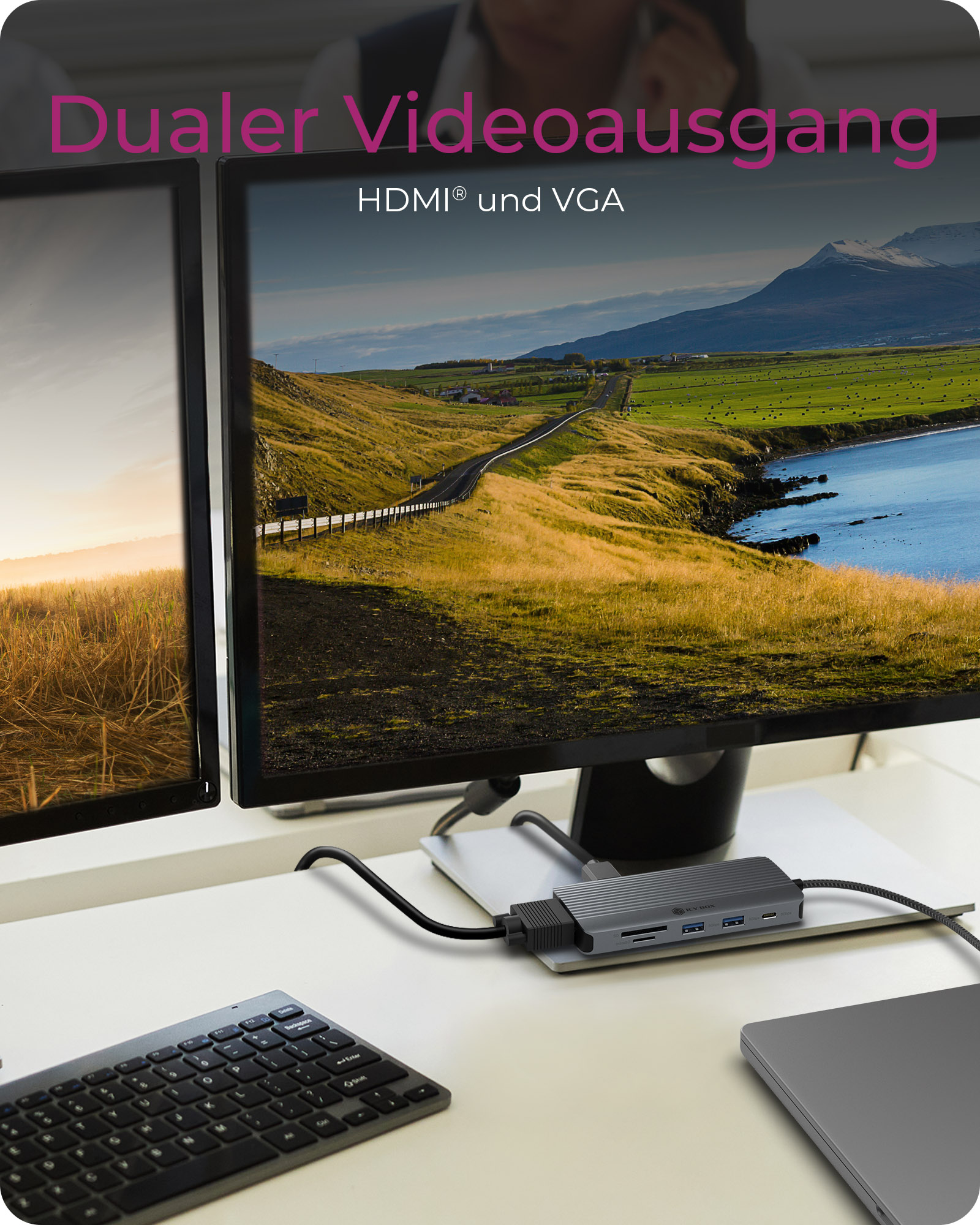 ICY BOX Dockingstation PD 10 in 1 1xHDMI 1xVGA USB-C, Ansicht 4