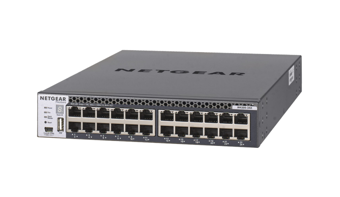 Netgear M4300-24X - Switch - L3 - managed - 24 x 10 Gigabit Ethernet + 4 x 10 Gigabit SFP+, gemeinsam genutzt, Ansicht 2