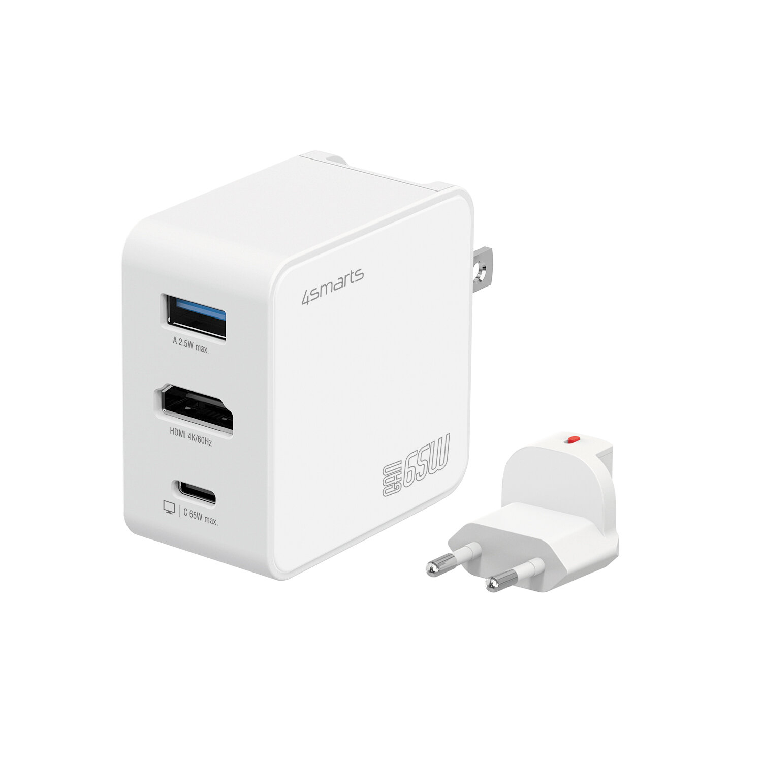 4smarts Netzladegerät GaN Flex HDMI 65W weiß, Ansicht 2