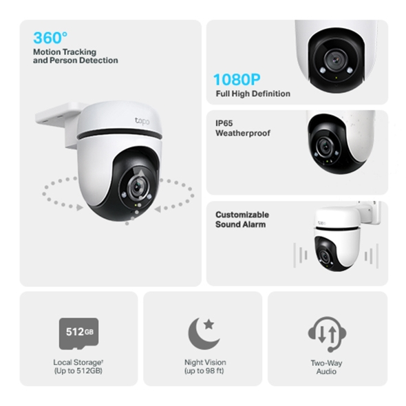 TP-LINK Tapo TC40 V1 - Netzwerk-Überwachungskamera - schwenken / neigen - Außenbereich - staubgeschützt/wetterfest, Ansicht 3