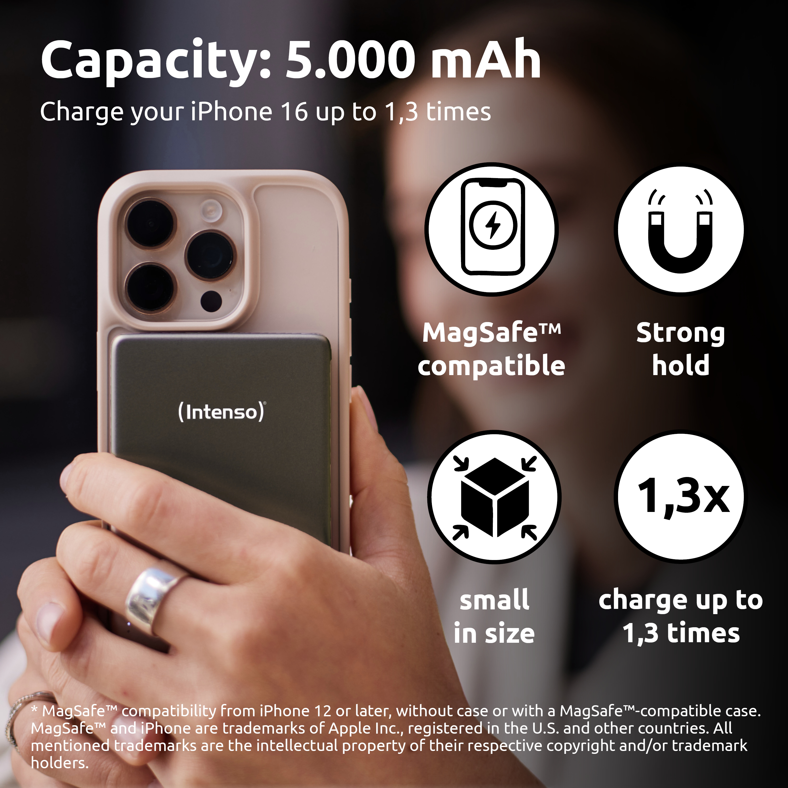 Intenso Magnetic Wireless Power Bank MW5000 grau - Akku - 5.000 mAh, Ansicht 4