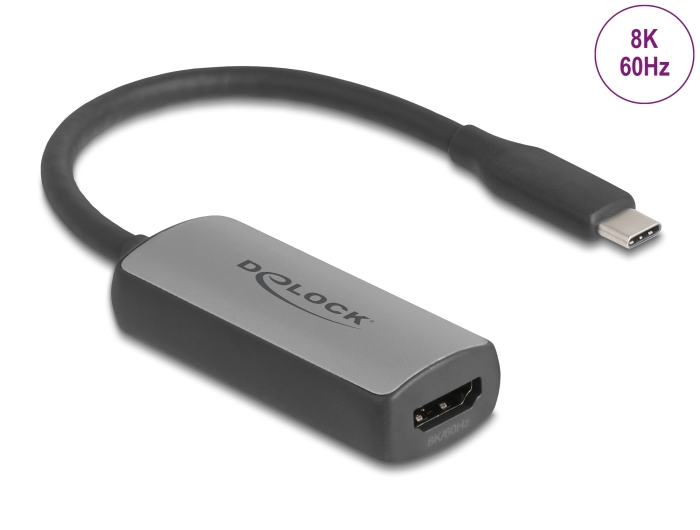 Delock Adapterkabel - 24 pin USB-C männlich zu HDMI weiblich - Grau - 8K60Hz (7680 x 4320), Ansicht 2