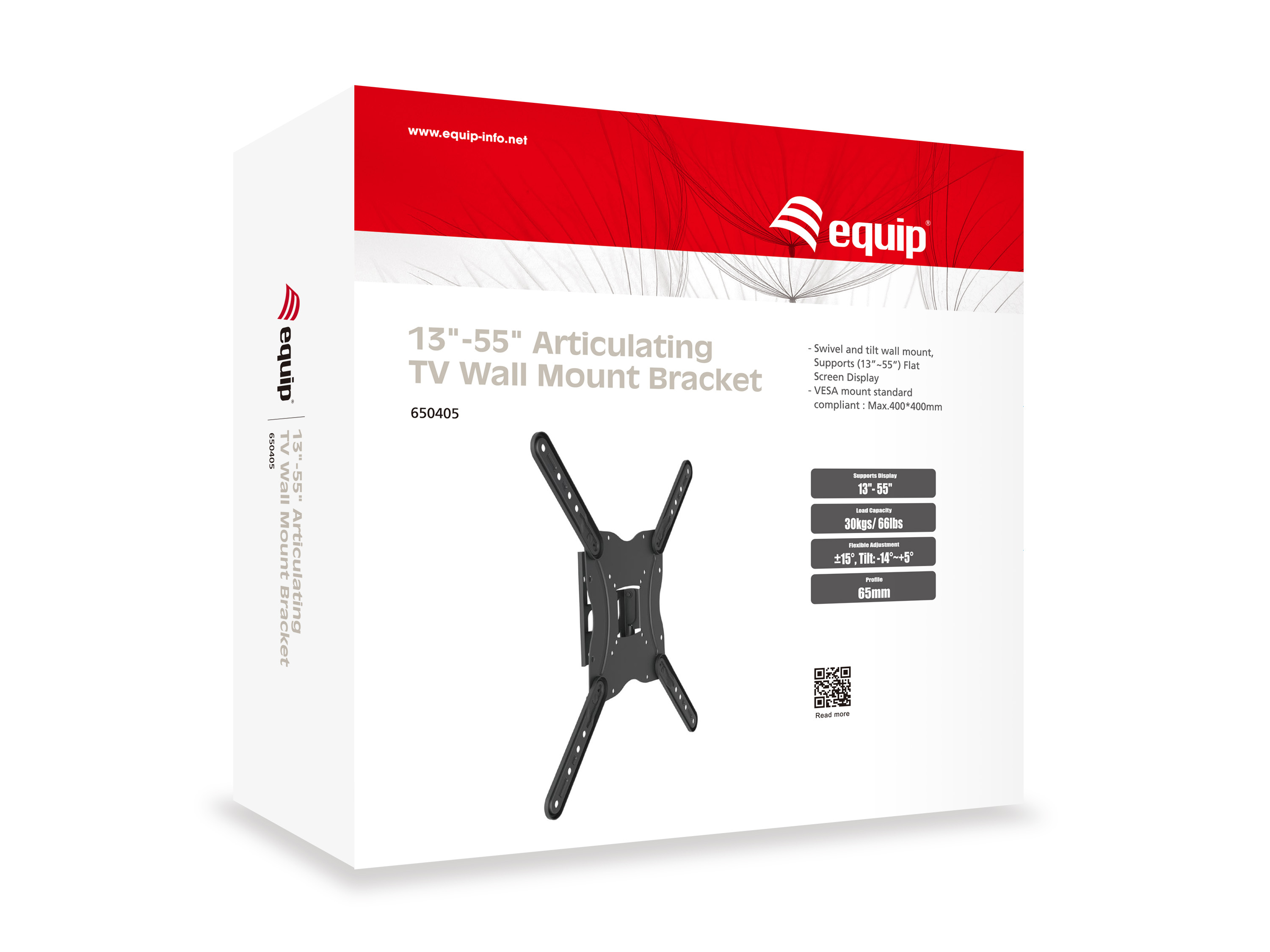 Equip Pro - Klammer - neigbar - für Flachbildschirm - Stahl - Schwarz - Bildschirmgröße: 58.4-139.7 cm (23-55), Ansicht 2