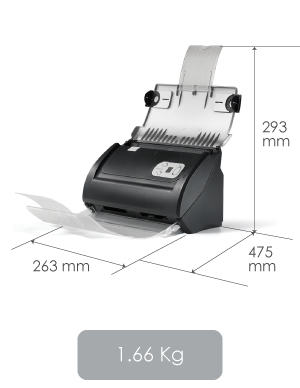 Plustek SmartOffice PS186 - Dokumentenscanner - Dual CIS - 220 x 2500 mm - 600 dpi x 600 dpi - bis zu 25 Seiten/Min., Ansicht 3
