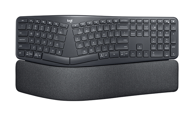 Logitech Ergo K860, Volle Größe (100%), Kabellos, RF Wireless + Bluetooth, QWERTZ, Graphit