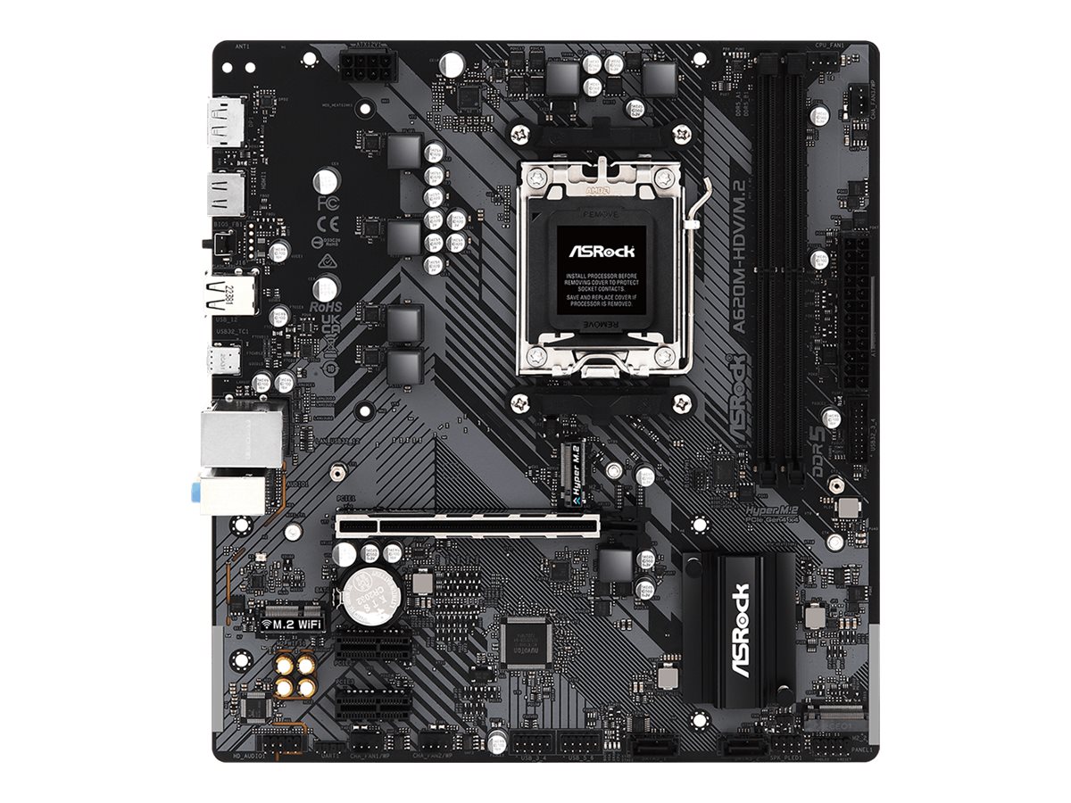 ASRock A620M-HDV/M.2 - Motherboard - micro ATX - Socket AM5 - AMD A620 Chipsatz - USB 3.2 Gen 1, USB-C 3.2 Gen 1 - Gigab