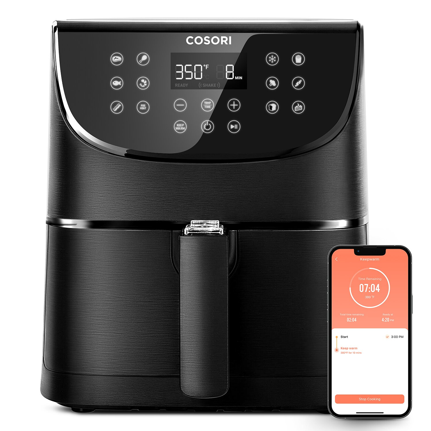 Cosori CS158-RXB - Heißluftfritteuse - 5,5 l - 77 °C - 204 °C - 60 min - Einzelbild, Ansicht 3