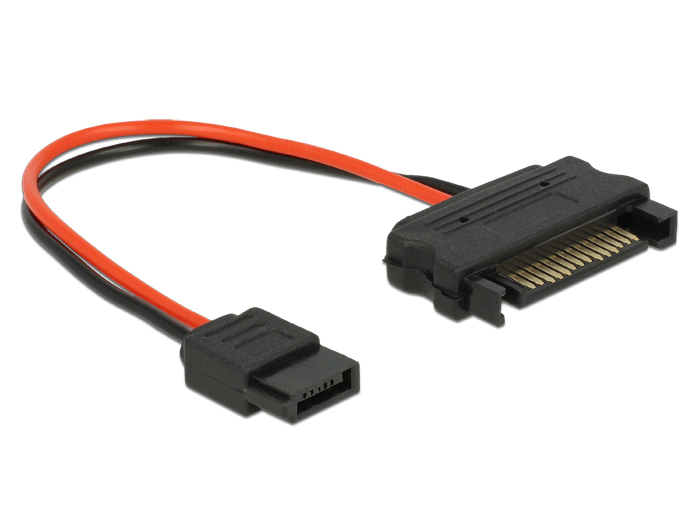 Delock 84873, 0,1 m, SATA 15-Pin, SATA 6-polig Slimline, Männlich, Männlich, Gerade