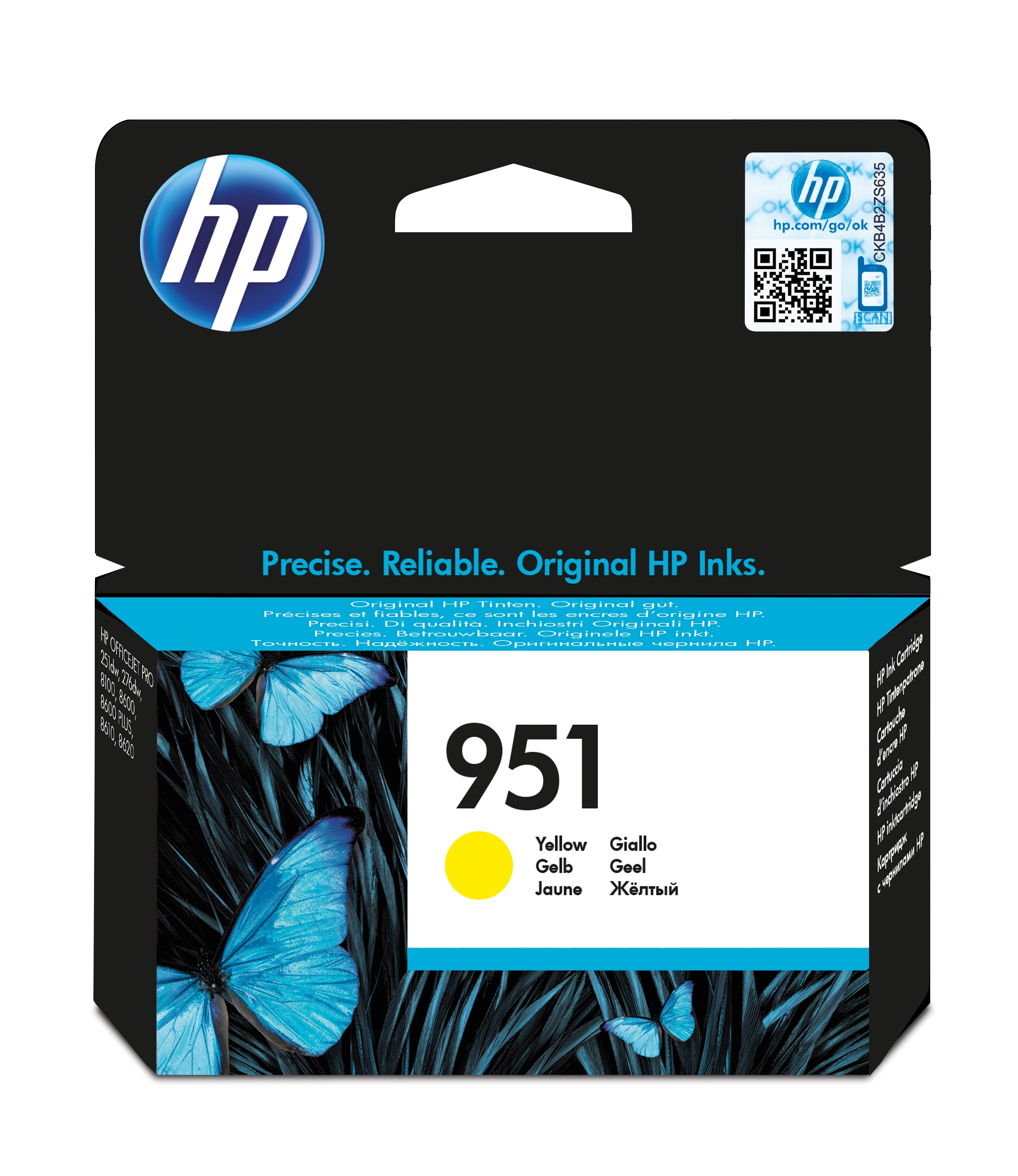 HP 951 Yellow Officejet Ink Cartridge - Original - Tinte auf Pigmentbasis - Gelb - Officejet Pro 251dw - Officejet Pro 276dw - Officejet Pro 8100 ePrinter - Officejet Pro 8600 e-AiO,... - 1 Stück(e) - Tintenstrahldrucker