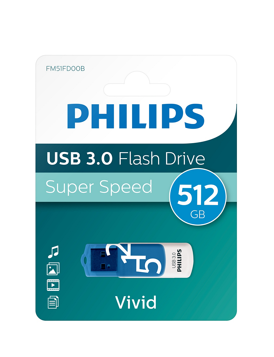 Philips Usb 3.0 Vivid Edition Blue FM51FD001B/00 - USB-Stick - 512 GB, Ansicht 2