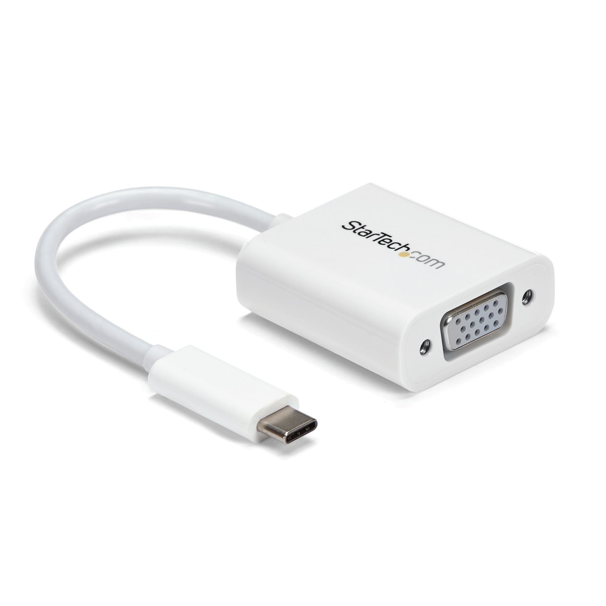 StarTech.com USB-C auf VGA Adapter - Weiß, 3.2 Gen 1 (3.1 Gen 1), USB Typ-C, VGA-Ausgang (D-Sub), 1920 x 1200 Pixel