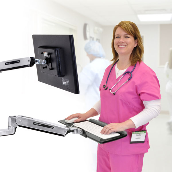 Ergotron LX - Befestigungskit (Maushalterung, Handgelenkkissen, Tastatur-Tablett, Steh-Sitz-Arm, Mausablage, Ansicht 2