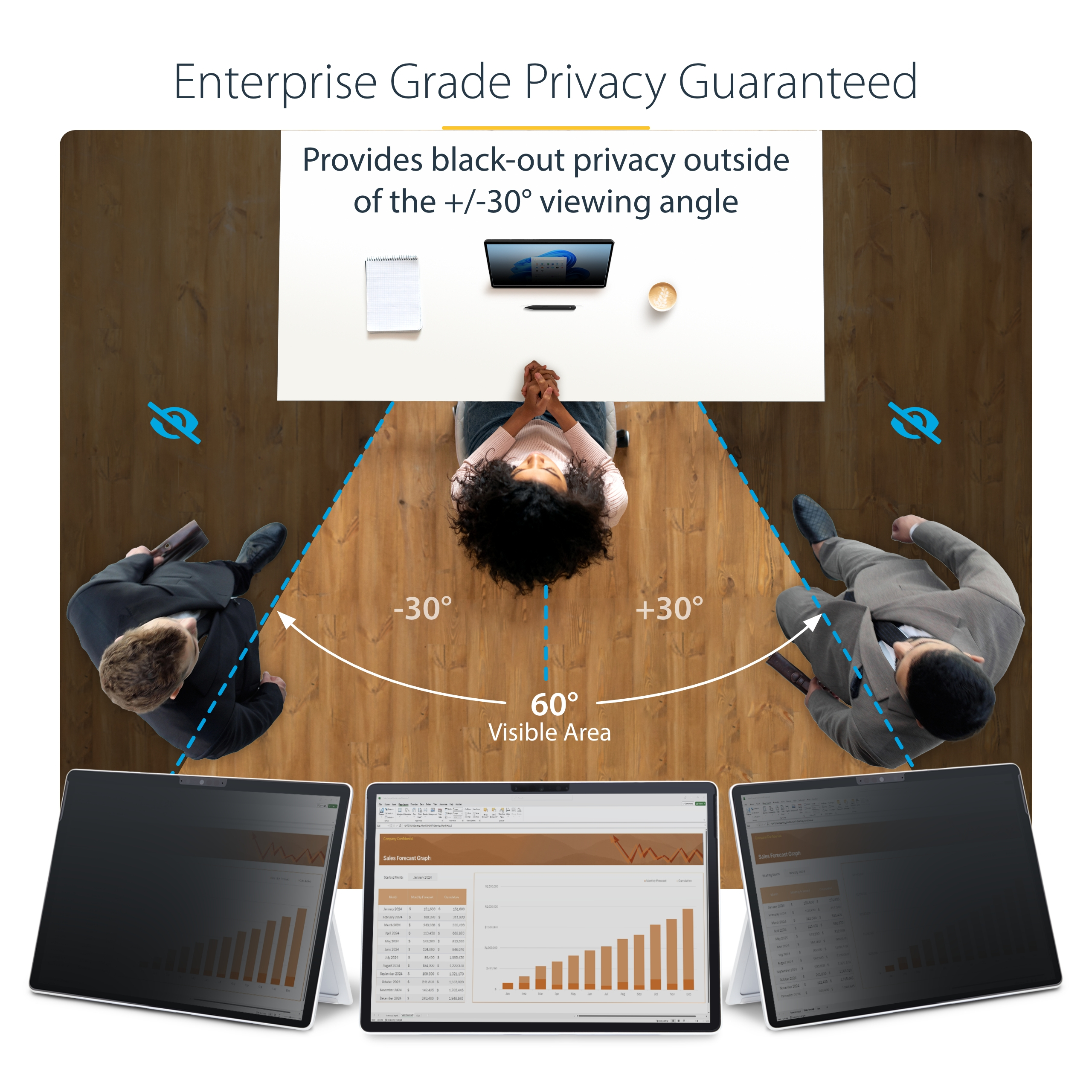 StarTech.com 4-Way Privacy Screen For 13-inch Surface Pro 8/9/X Laptop, For Portrait/Landscape, Touch-Enabled, Ansicht 2