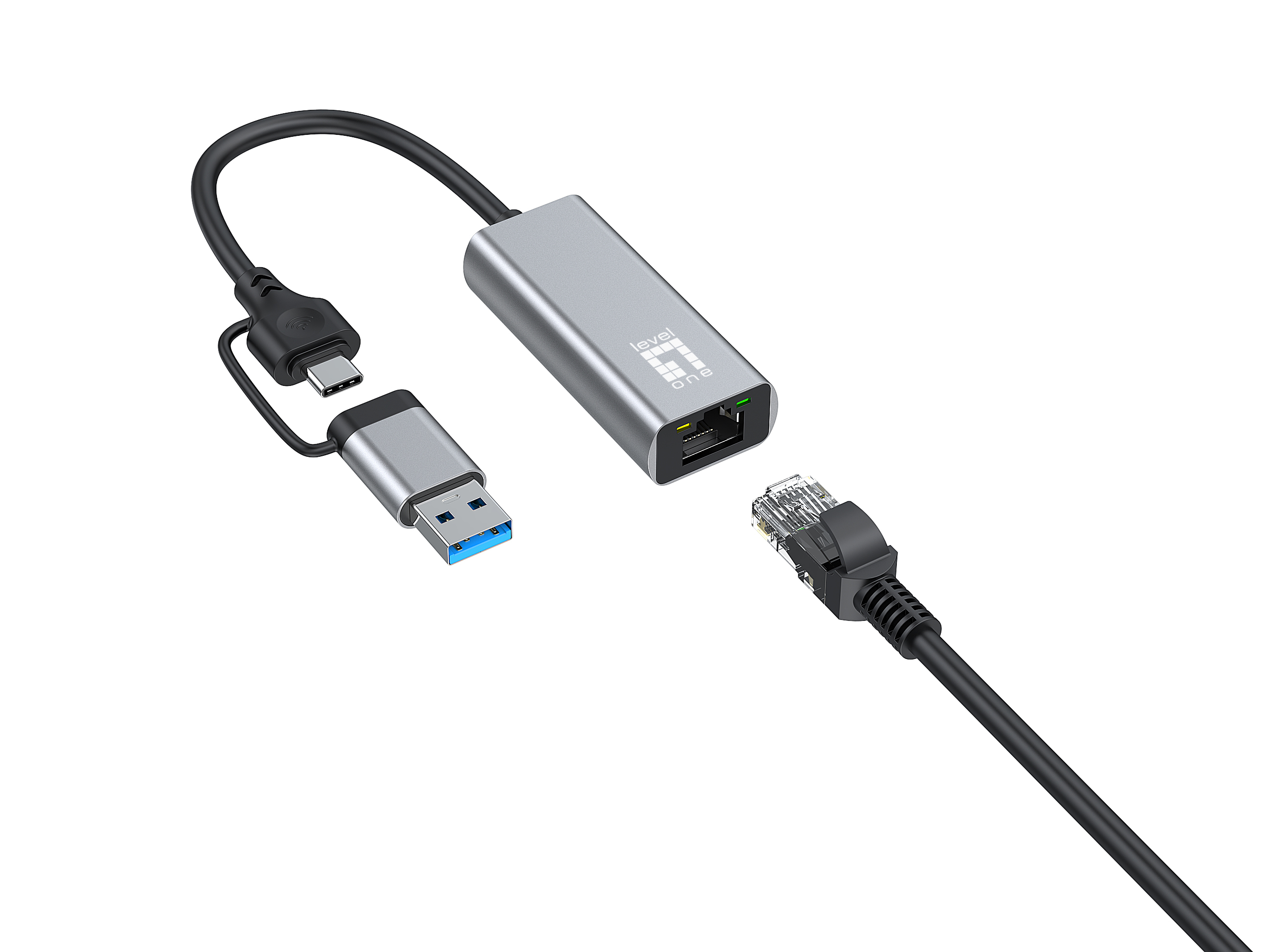 LevelOne Netzwerkadapter - USB-C 3.2 Gen 1 / USB-A 3.2 Gen 1, Ansicht 3