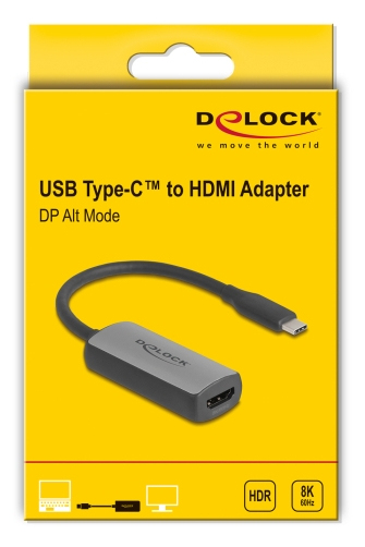 Delock Adapterkabel - 24 pin USB-C männlich zu HDMI weiblich - Grau - 8K60Hz (7680 x 4320), Ansicht 4