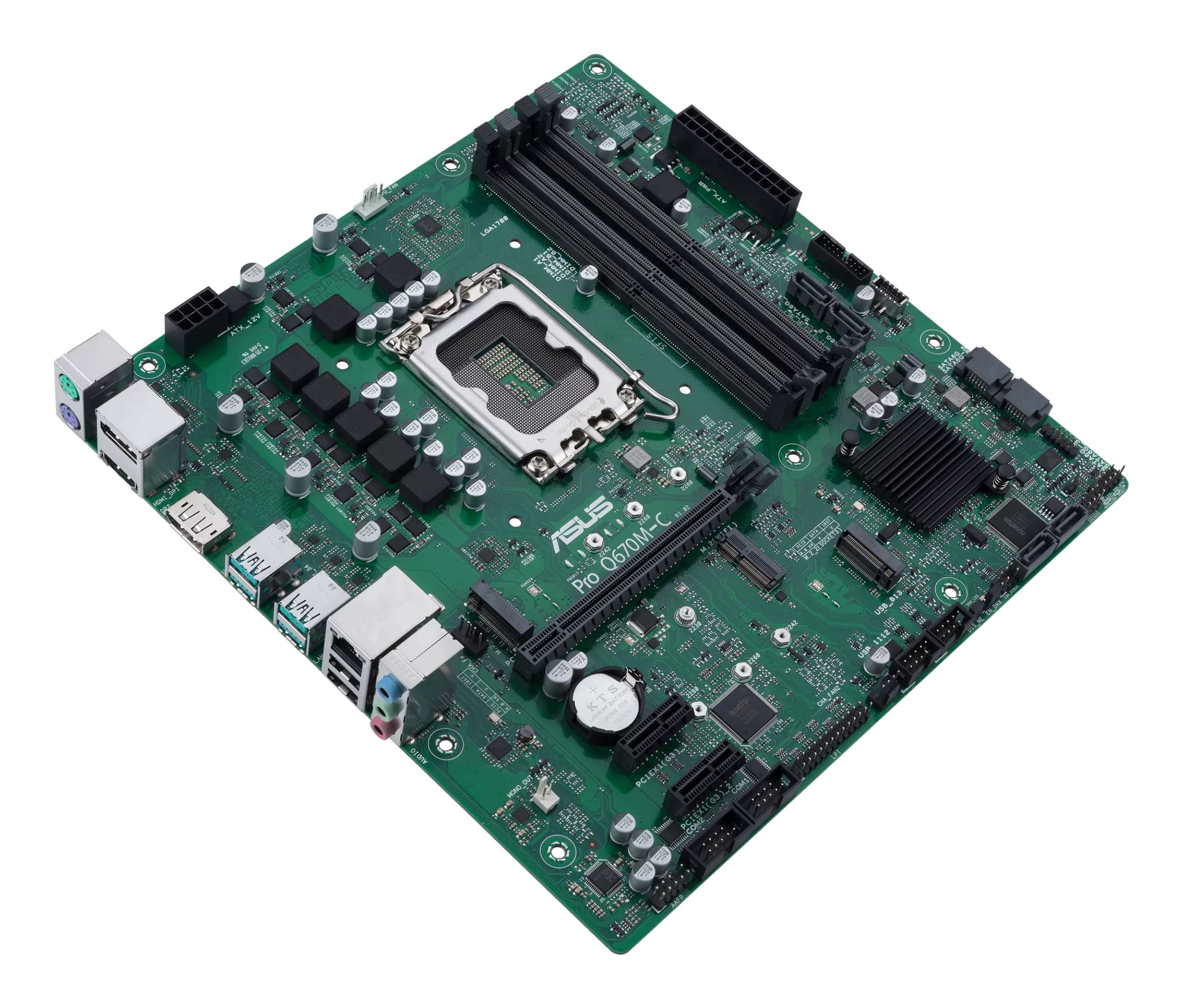 ASUS MB ASUS Intel 1700 PRO Q670M-C-CSM - M-ATX - 4xD5 4800, Ansicht 3