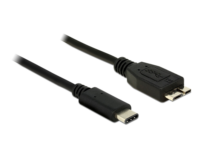 Delock 1m USB 3.1, 1 m, USB C, Micro-USB B, USB 3.2 Gen 2 (3.1 Gen 2), Männlich/Männlich, Schwarz