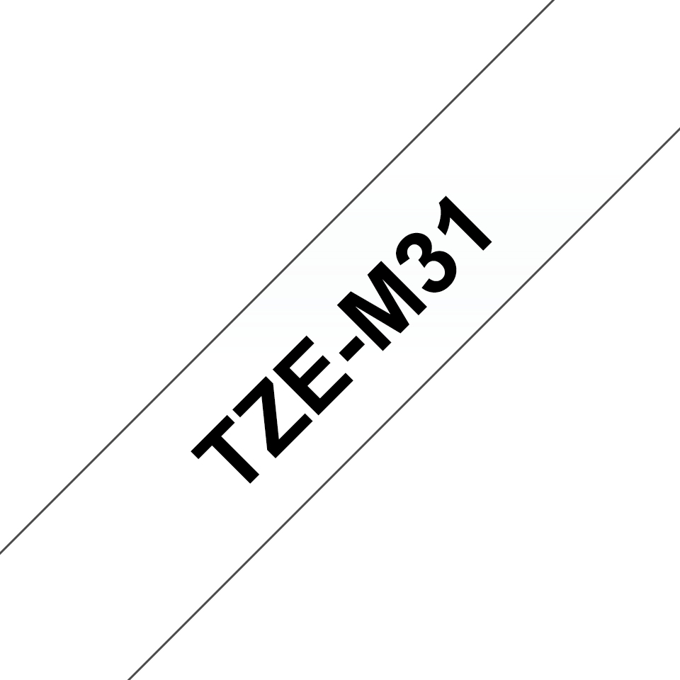 Brother TZe-M31 - Schwarzer Druck auf Premium Matt Transparent - Rolle (1,2 cm x 8 m), Ansicht 2