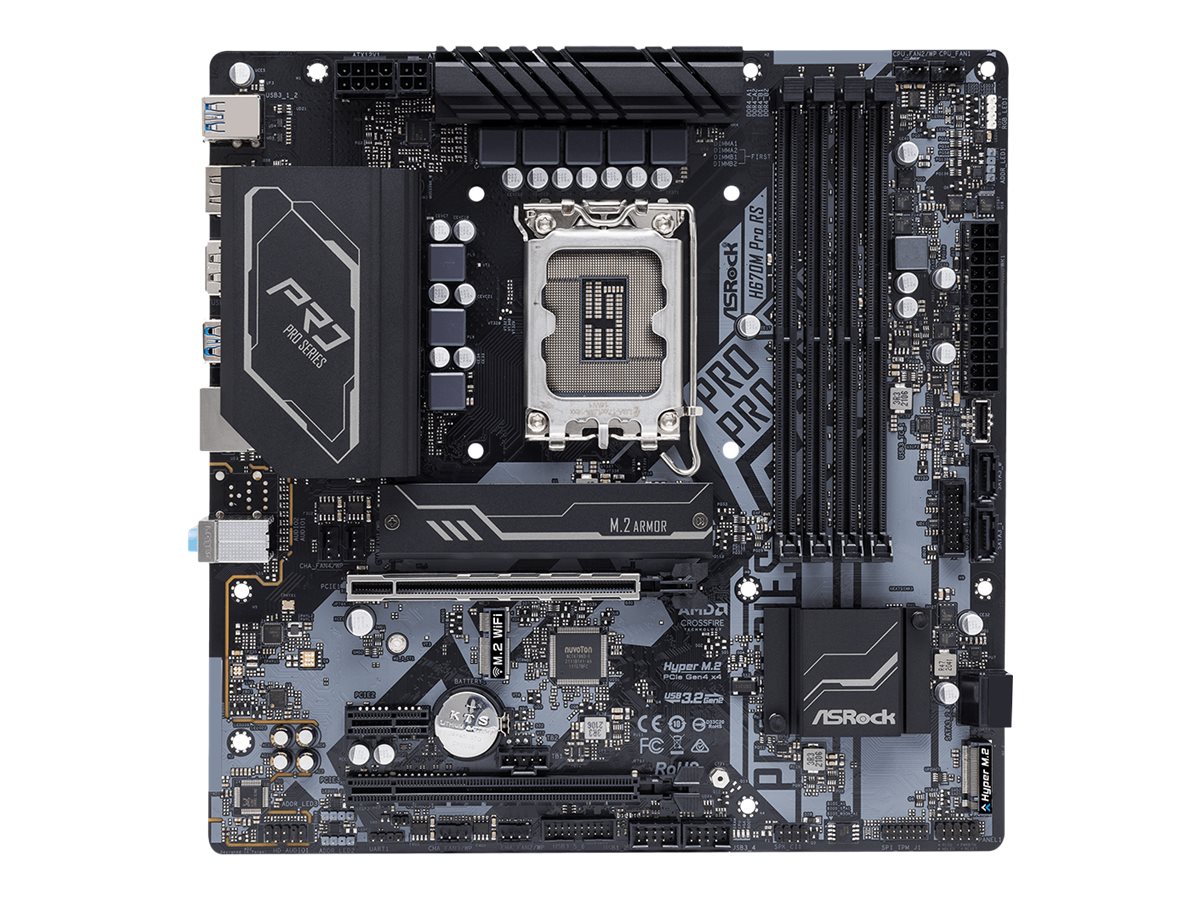 ASRock H670M Pro RS - Motherboard - micro ATX - LGA1700-Sockel - H670 Chipsatz - USB-C Gen1, USB 3.2 Gen 1, USB 3.2 Gen 