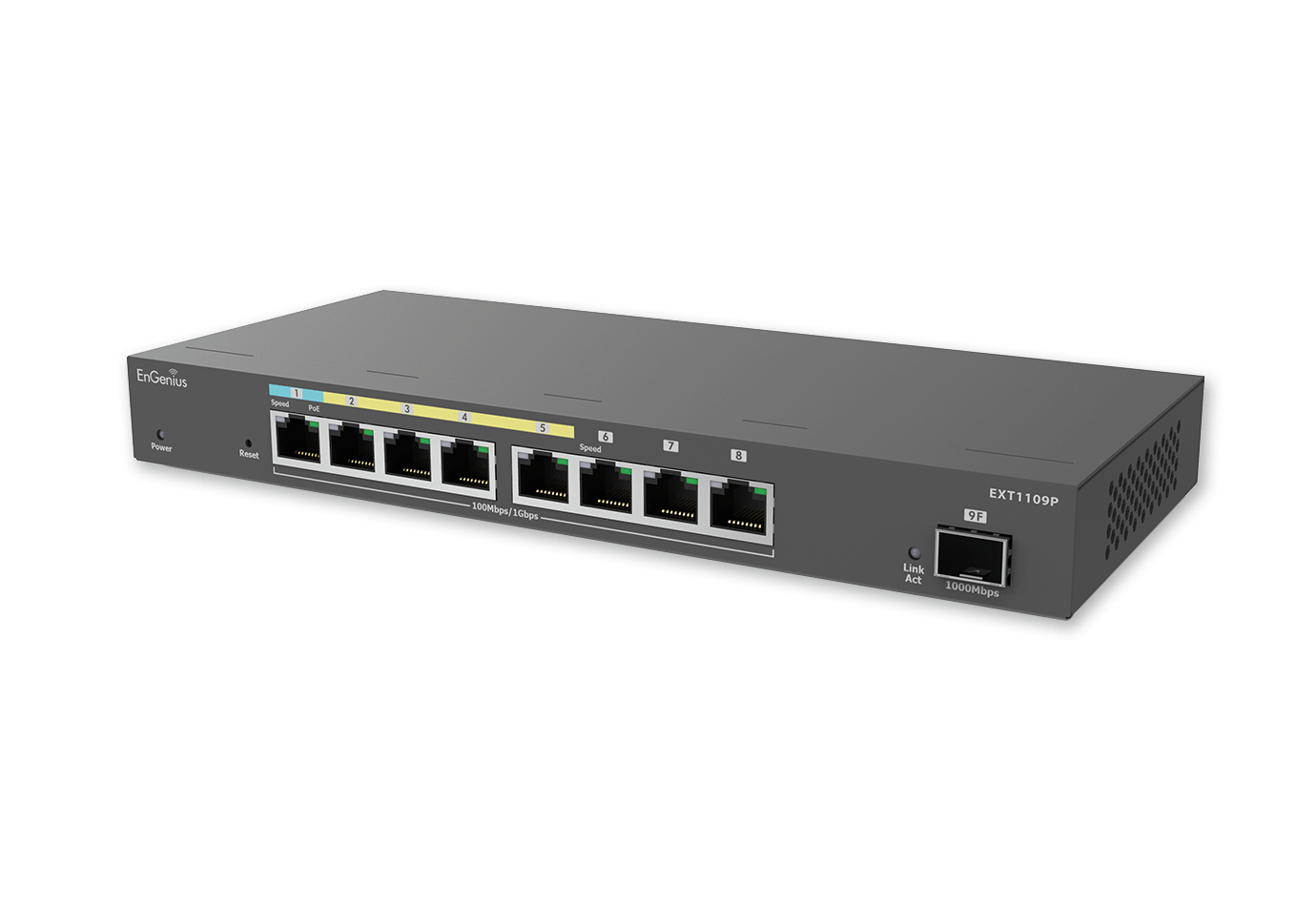 EnGenius Switch full managed Extender• 8x 1 GbE• 4x PoE at• 1x SFP• - Switch - 8-Port, Ansicht 3