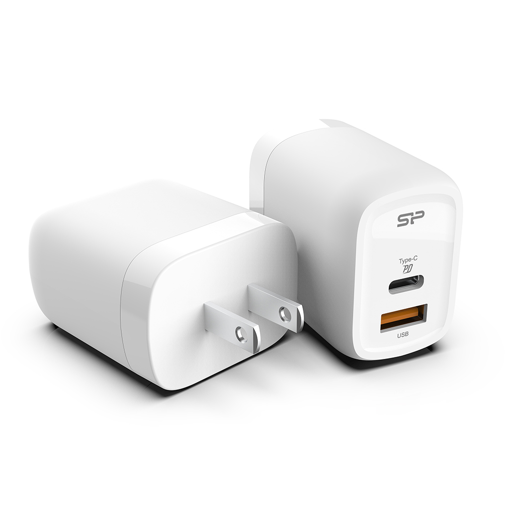 Silicon Power QM25 - Netzteil - 30 Watt - 3 A - PD, QC 3.0 - 2 Ausgabeanschlussstellen (24 pin USB-C, USB), Ansicht 3