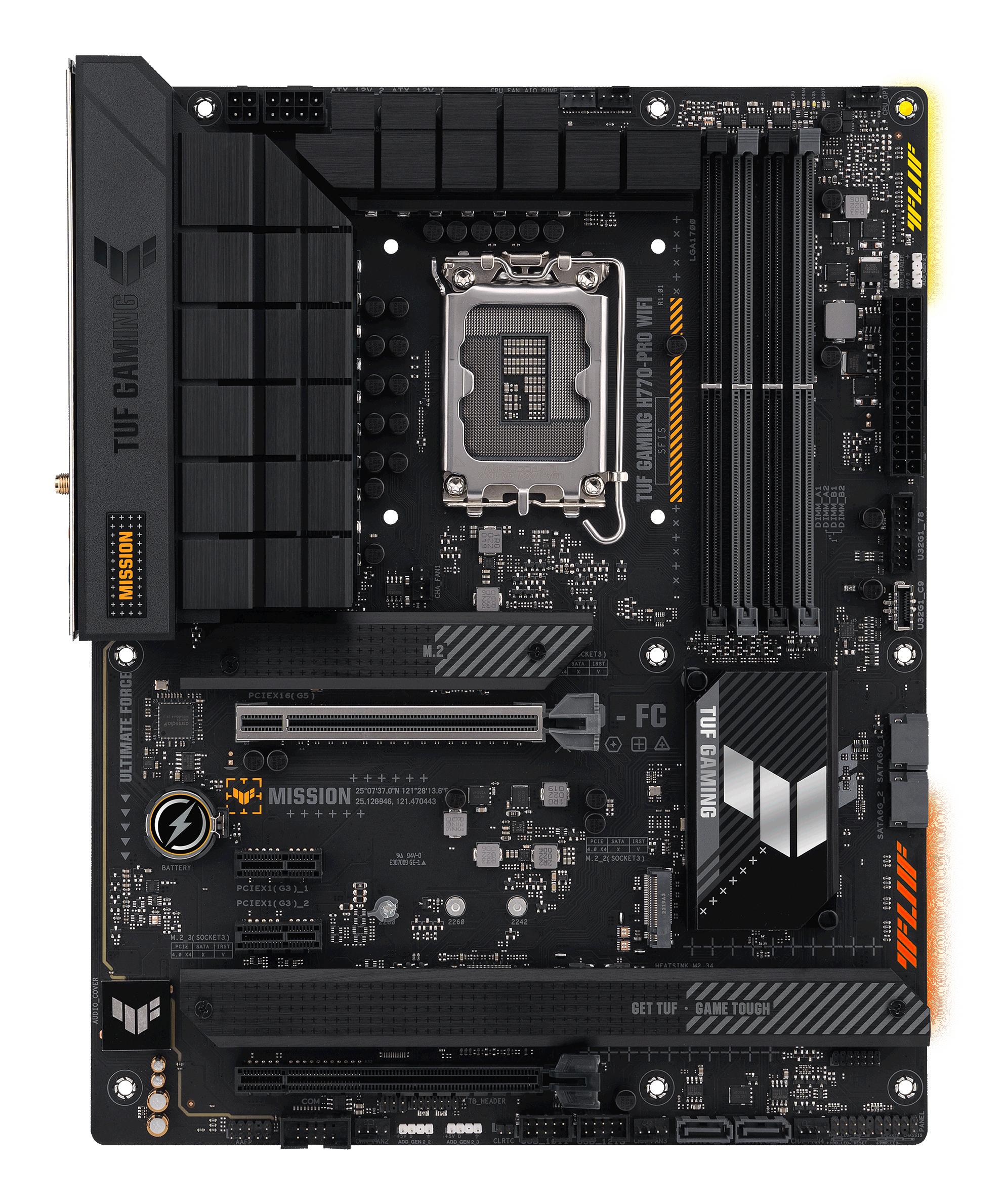 ASUS TUF GAMING H770-PRO WIFI - Motherboard - ATX - LGA1700-Sockel - H770 Chipsatz - USB 3.2 Gen 1, USB 3.2 Gen 2, Ansicht 3