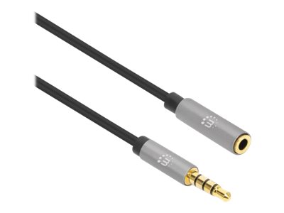 Manhattan Stereo Audio 3.5mm Extension Cable, 1m, Male/Female, Slim Design, Black/Silver, Ansicht 2