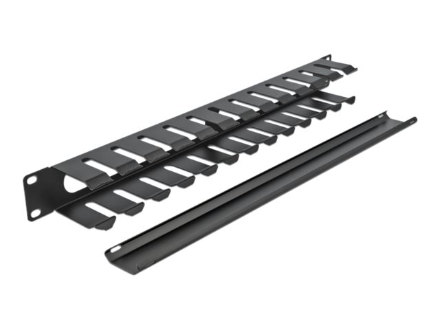Delock Kabelführungsplatte für Schaltschrank - Schwarz - 1U - 48.3 cm (19)