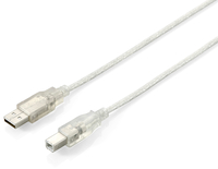 Equip USB Kabel 2.0 A-B St/St 3.0m transparent Polybeutel (128651)