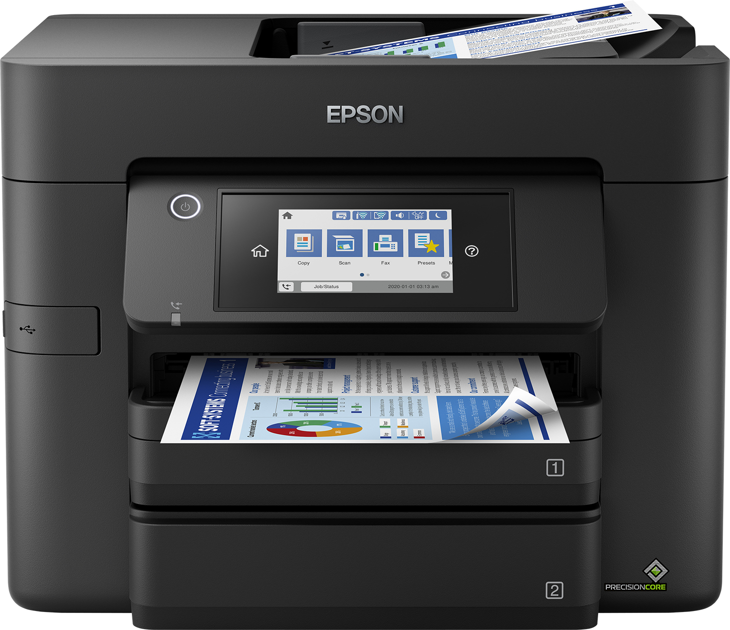 Epson WorkForce Pro WF-4830DTWF, Tintenstrahl, Farbdruck, 4800 x 2400 DPI, Farbkopieren, A4, Schwarz