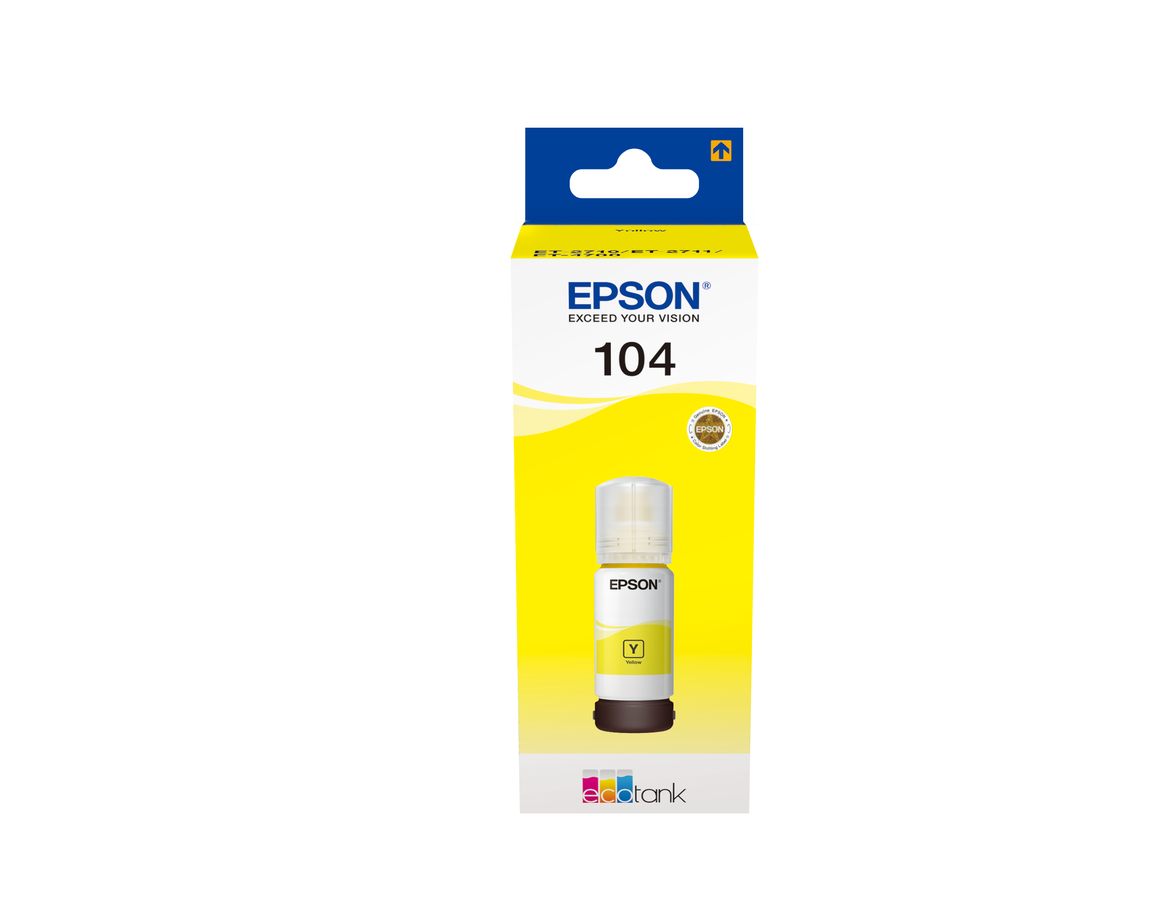 Epson 104 EcoTank Yellow ink bottle, Gelb, Epson, EcoTank ET-4700 EcoTank ET-2726 EcoTank ET-2720 EcoTank ET-2715 EcoTank ET-2714 EcoTank ET-2712..., 65 ml, Tintenstrahl, Mehrfarbig