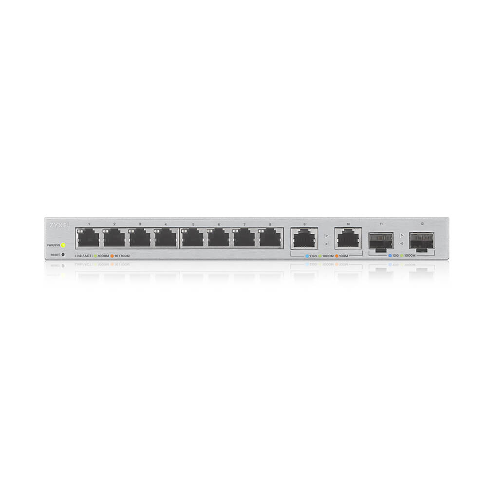 ZyXEL Switch smart managed Layer2 12 Port• 8x 1 GbE• 2x 2.5• SFP+• Desktop• - Switch - 12-Port, Ansicht 2