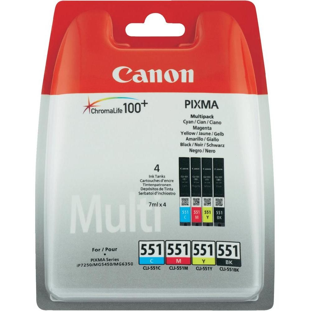 Canon CLI-551 C/M/Y/BK Multipack - 4er-Pack - Schwarz, Gelb, Cyan, Magenta, Ansicht 2