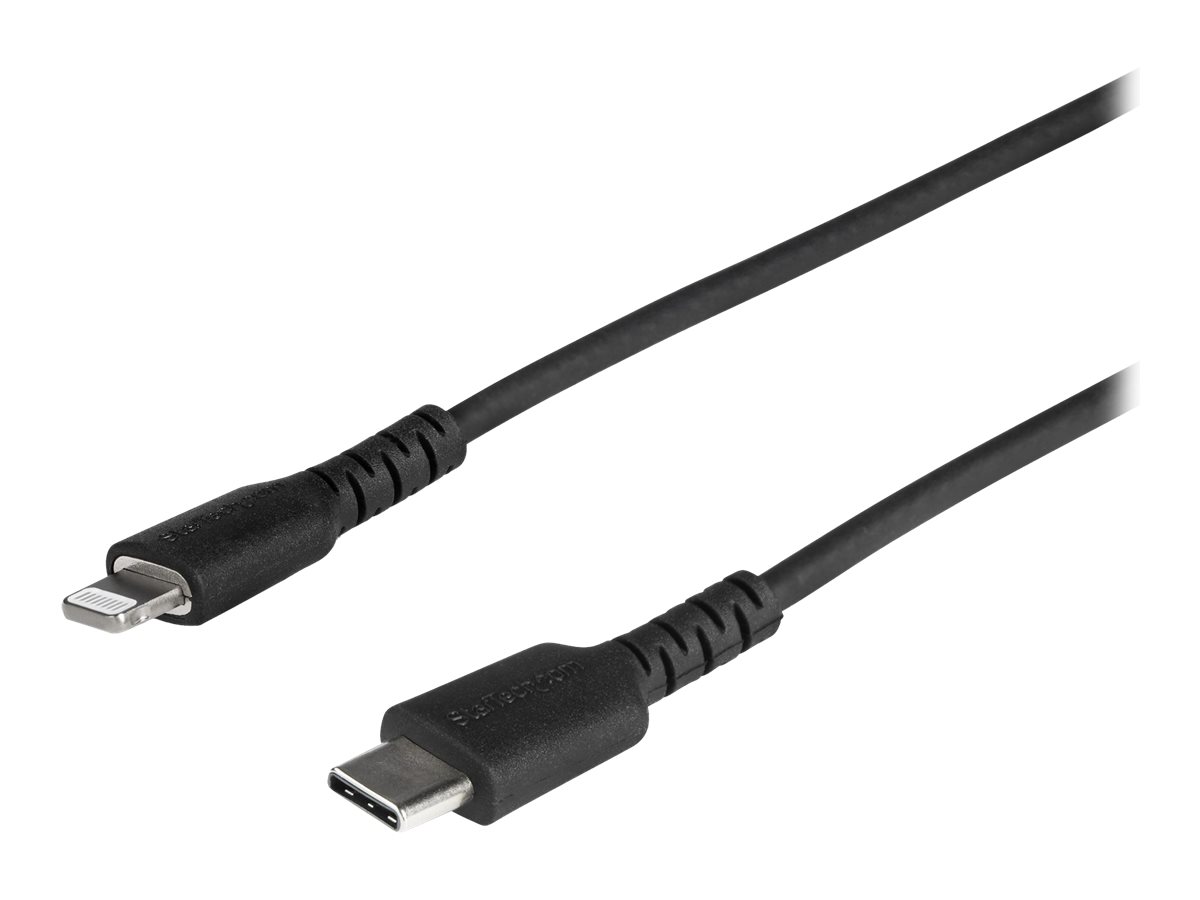StarTech.com 3 ft(1m) Durable Black USB-C to Lightning Cable, Heavy Duty Rugged Aramid Fiber USB Type C to Lightning Charger/Sync Power Cord, Apple MFi Certified iPad/iPhone 12 Pro Max - iPhone 7/8/11/11 Pro - Lightning-Kabel - Lightning männlich zu...