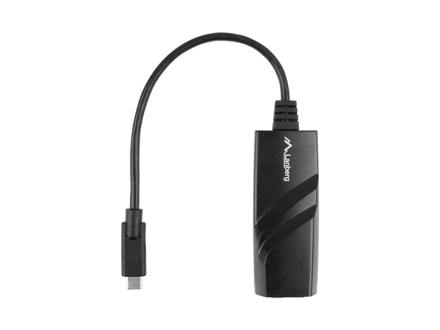 Lanberg NC-1000-02 - USB Typ-C - RJ-45 - Schwarz - 1 Stück(e) - 0,15 m, Ansicht 3