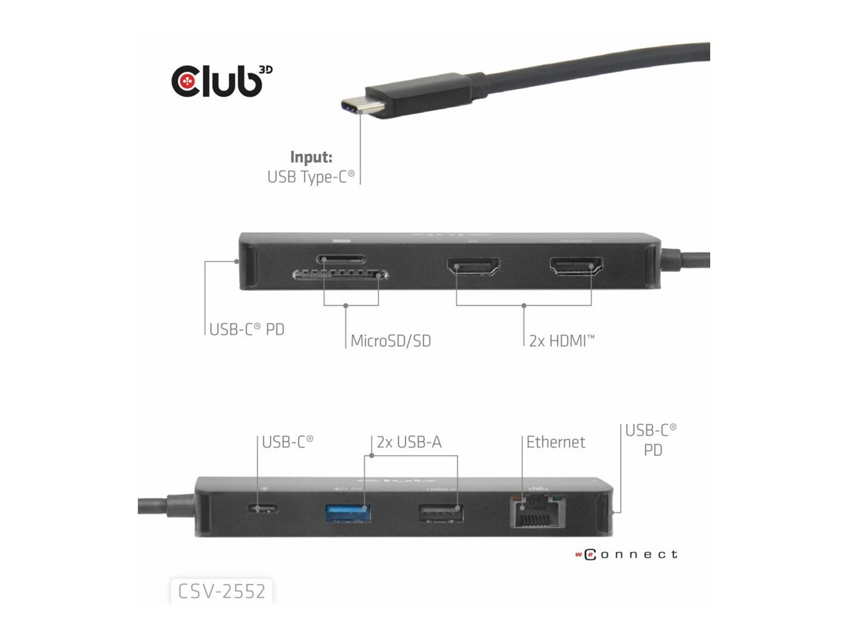 Club 3D 9-1 USB-C Dual HDMI 100W Hub - Hub - 5 Gbps, Ansicht 2