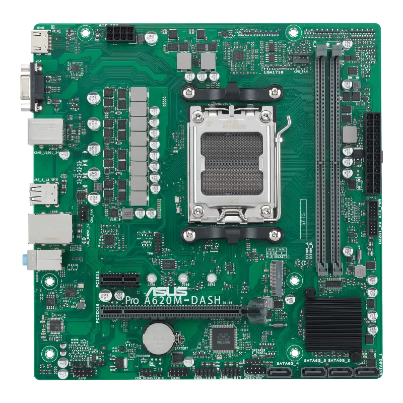 ASUS A620M-DASH-CSM - Motherboard - micro ATX - Socket AM5 - AMD A620 Chipsatz - USB 3.2 Gen 1 - Gigabit LAN, Ansicht 2