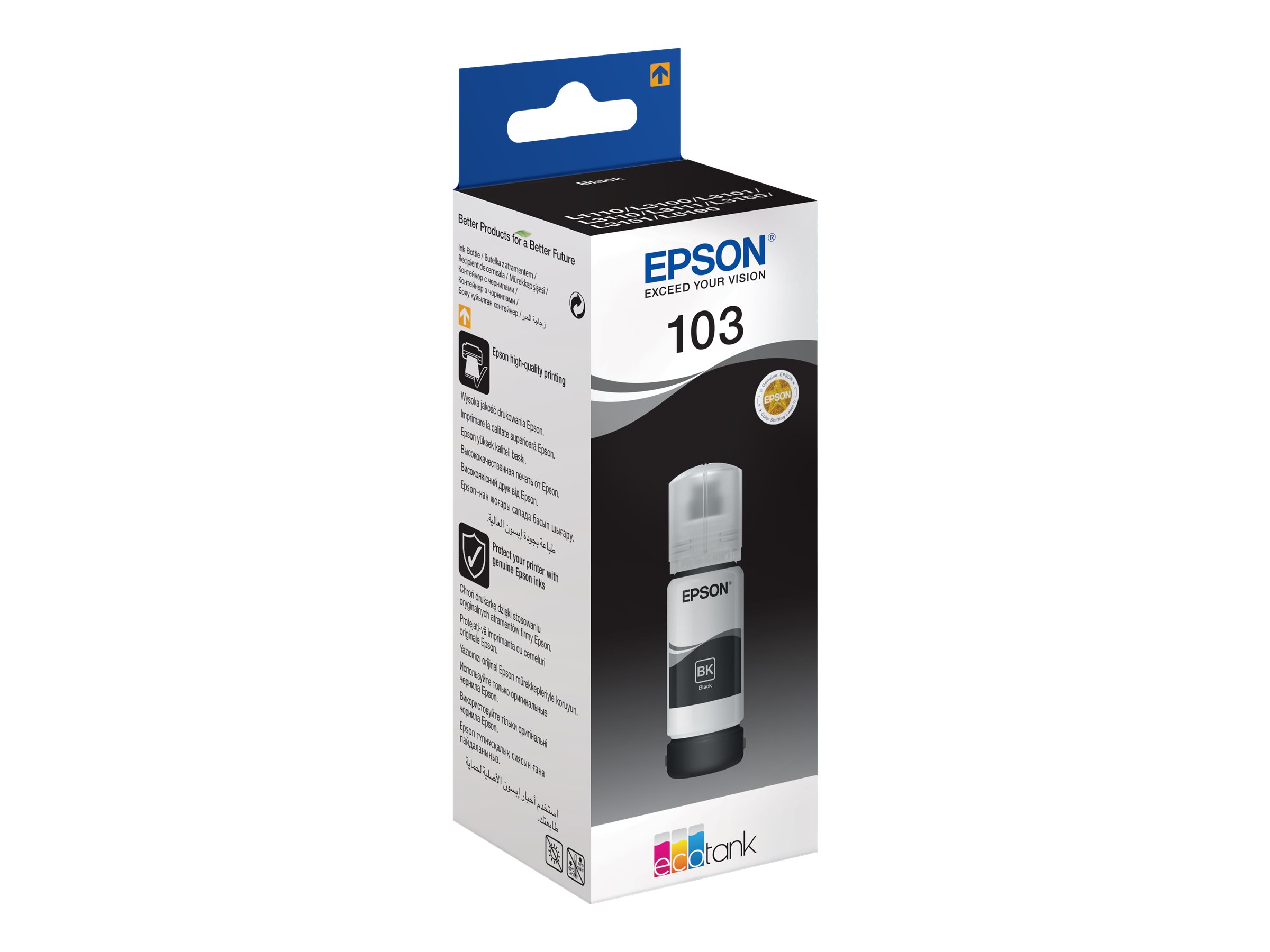 Epson 103 - 65 ml - Schwarz - original - Nachfülltinte - für Epson L1210, L3210, L3211, L3250, L3251, L3256, L3260, L3266, L5290, L5296; EcoTank L1250
