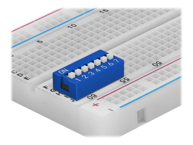 Delock DIP sliding switch 7-digit 2.54 mm pitch THT vertical - DIP-Schalter - Blau (Packung mit 10)