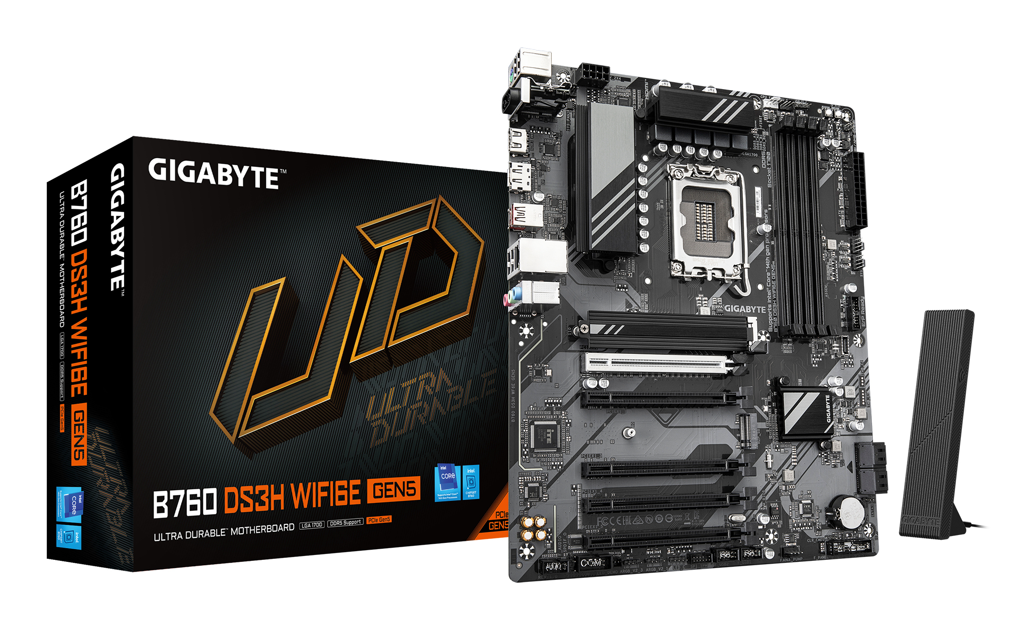 Gigabyte B760 DS3H WIFI6E GEN5 - Motherboard - ATX - LGA1700-Sockel - B760 Chipsatz - USB-C 3.2Gen 2x2, USB-C 3.2 Gen 1…, Ansicht 4