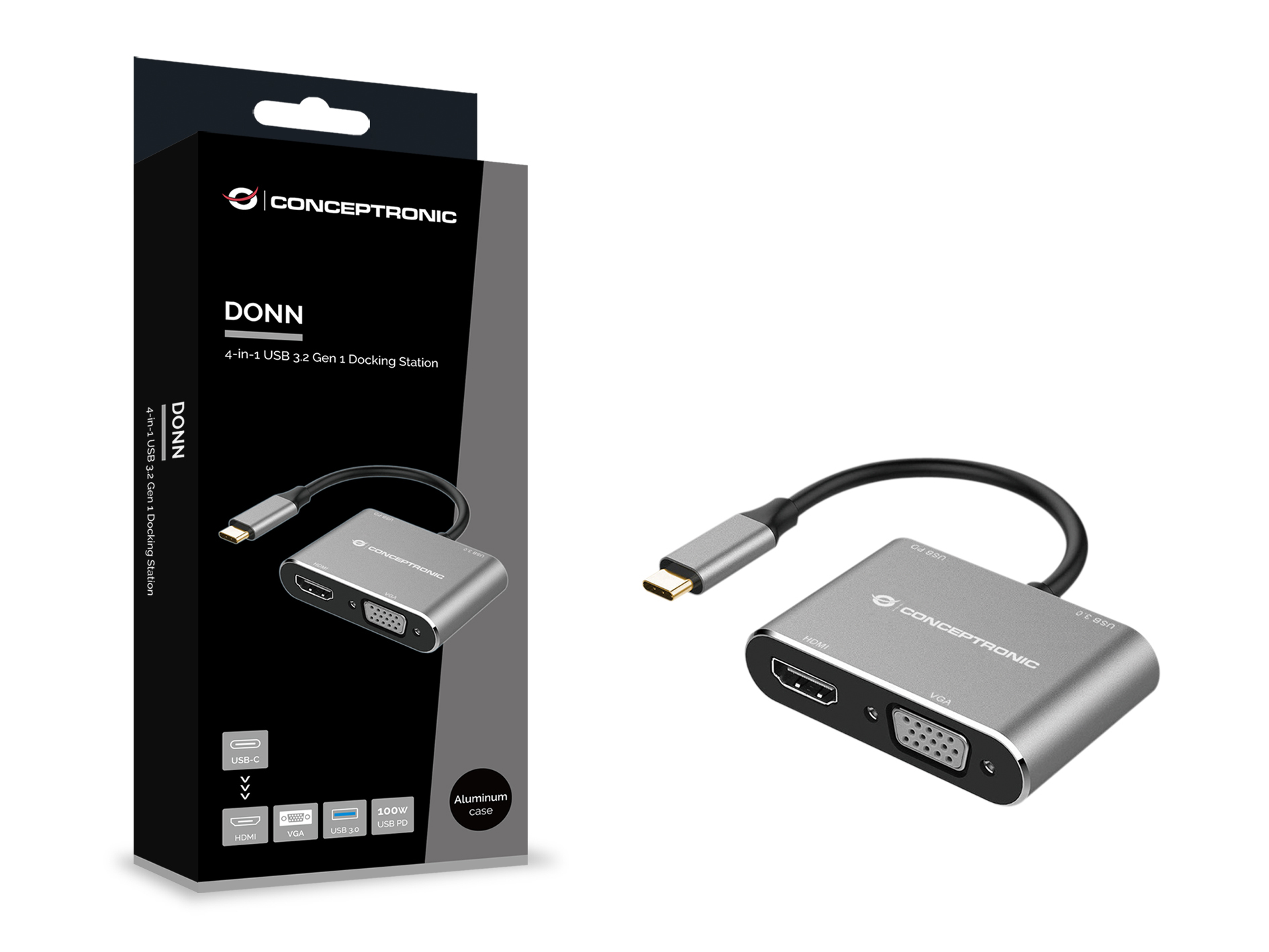 Conceptronic DONN16G - Dockingstation - USB-C 3.2 Gen 1, Ansicht 3