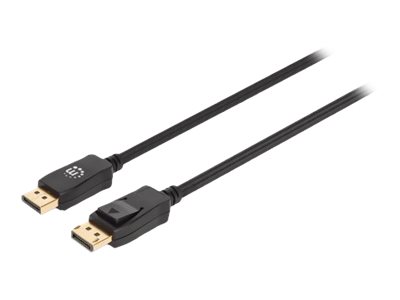 IC Intracom Manhattan DisplayPort 1.4 Cable, 8K@60hz, 3m, Braided Cable, Male to Male, Equivalent to Startech DP14MM3M, With Latches, Fully Shielded, Black, Lifetime Warranty, Polybag - DisplayPort-Kabel - DisplayPort (M)