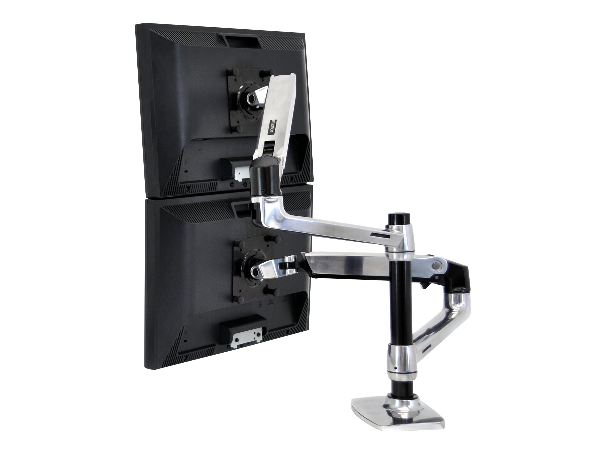 Ergotron LX - Befestigungskit (Spannbefestigung für Tisch Tischplattenbohrung Stange 2 Gelenkarme 2 Erweiterungsklammern Notebook-Ablage) - für 2 LCD-Displays oder LCD-Display und Notebook - Polished Aluminum - Bildschirmgröße: bis zu 61 cm (bis zu 