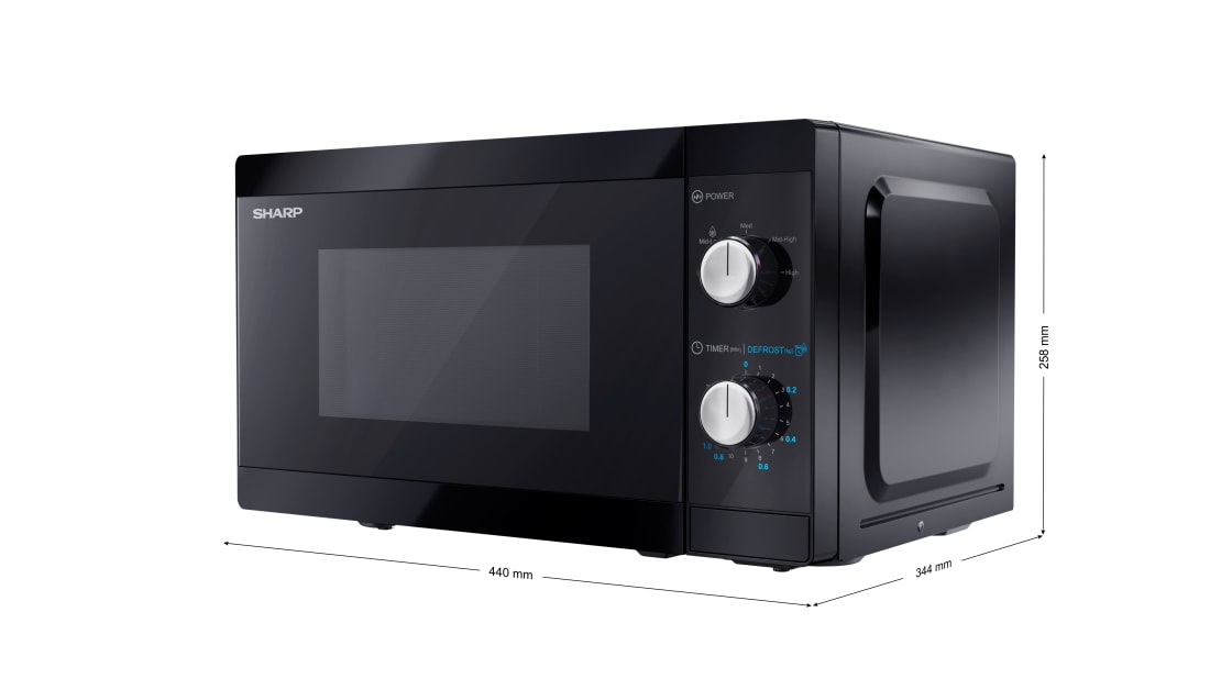 Sharp YC-MS01E-B - Arbeitsfläche - Solo-Mikrowelle - 20 l - 800 W - Drehregler - Schwarz, Ansicht 4